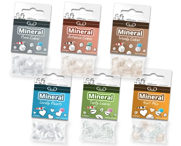 Various types of mineral shrimp food